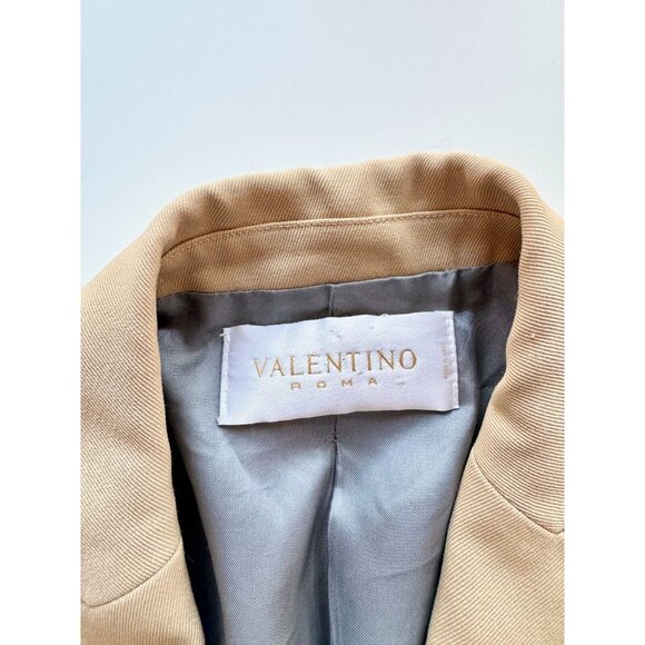 Vintage 90's VALENTINO ROMA Tan Gabardine Twill Slim Fit Blazer, Size 42/8 - Picture 13 of 15